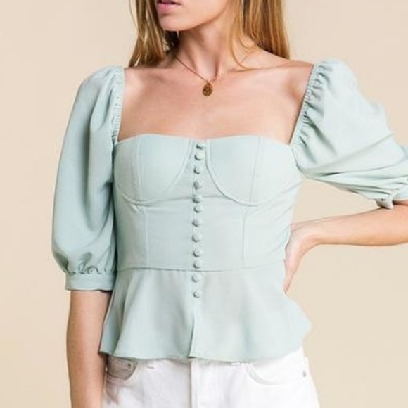 🚨//The Penelope// Sage ruffle crop top - Picture 3 of 8